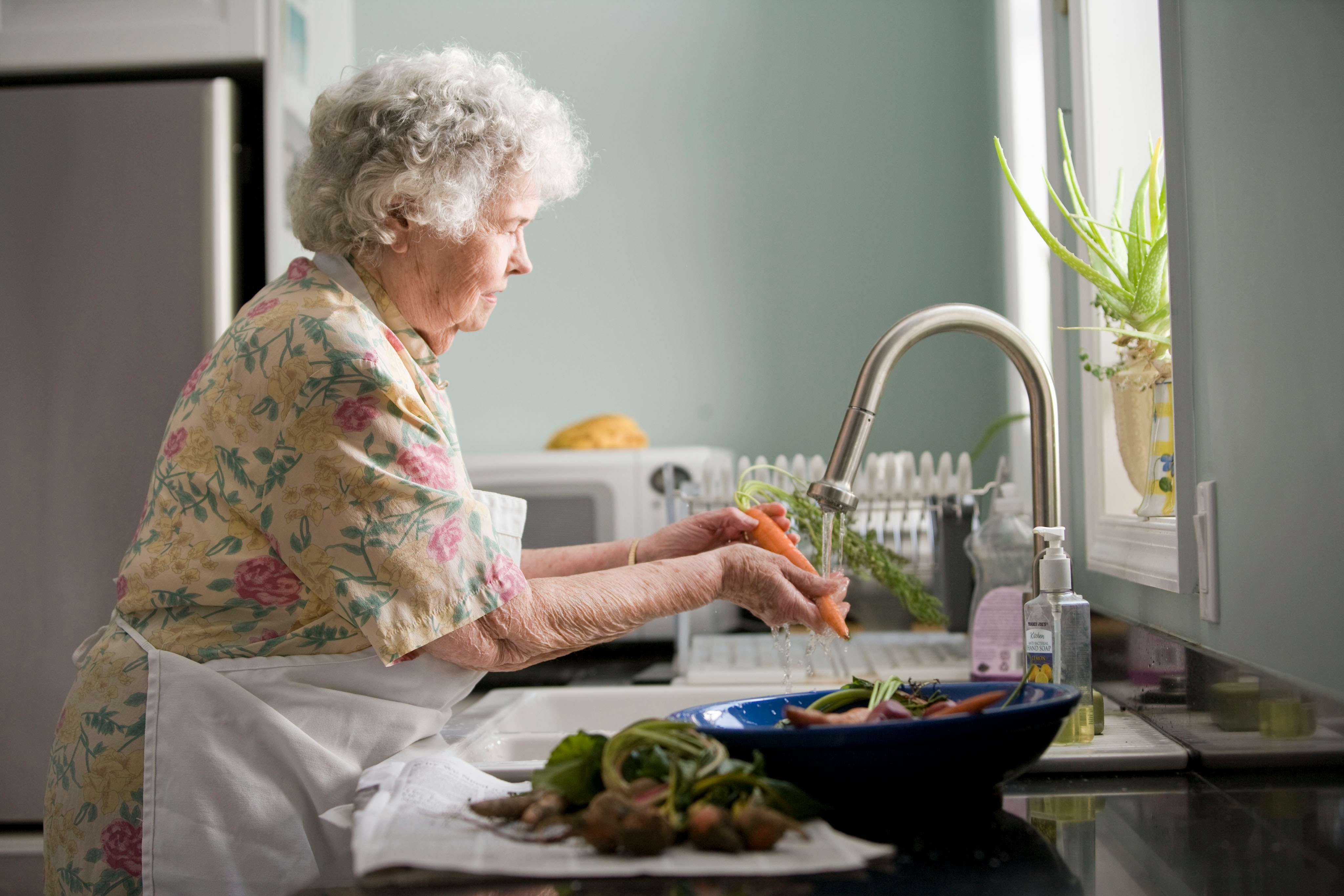 Family supporting an older adult at home